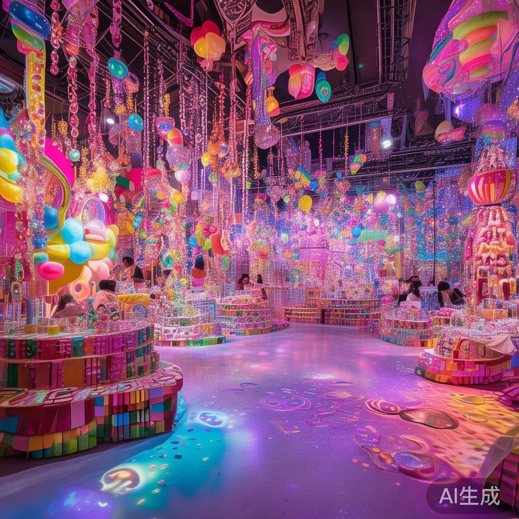 当走进CC糖果派对现场，映入眼帘的便是五彩缤纷的布