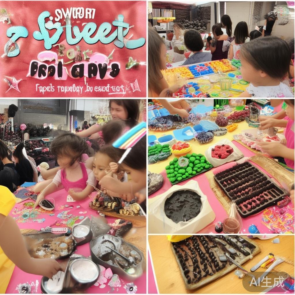 *比如：一场以“甜蜜工厂”为主题的派对中，孩子们学