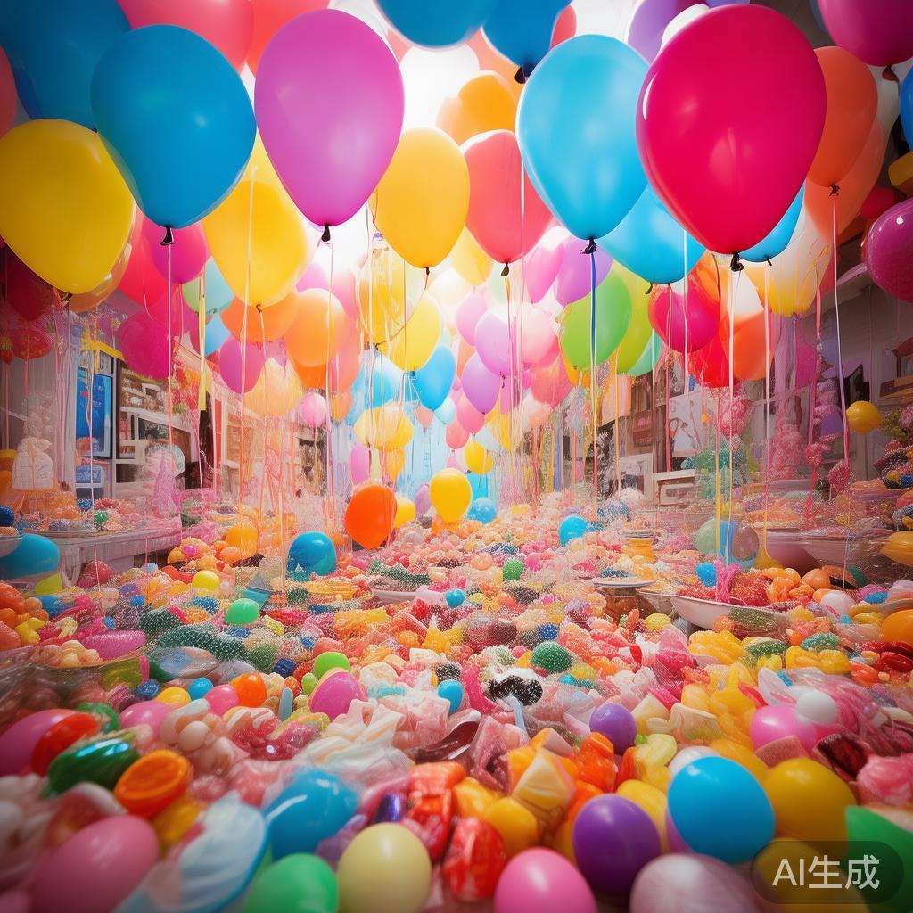以“缤纷彩球糖果派对欢乐盛宴”为题，彰显了派对的鲜