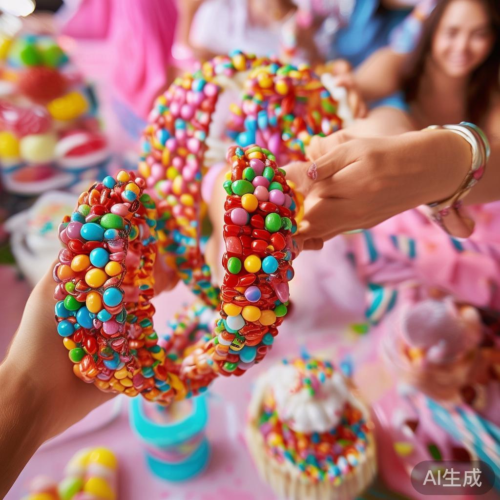 值得一提的是，派对设置了糖果主题的互动区域，参与者