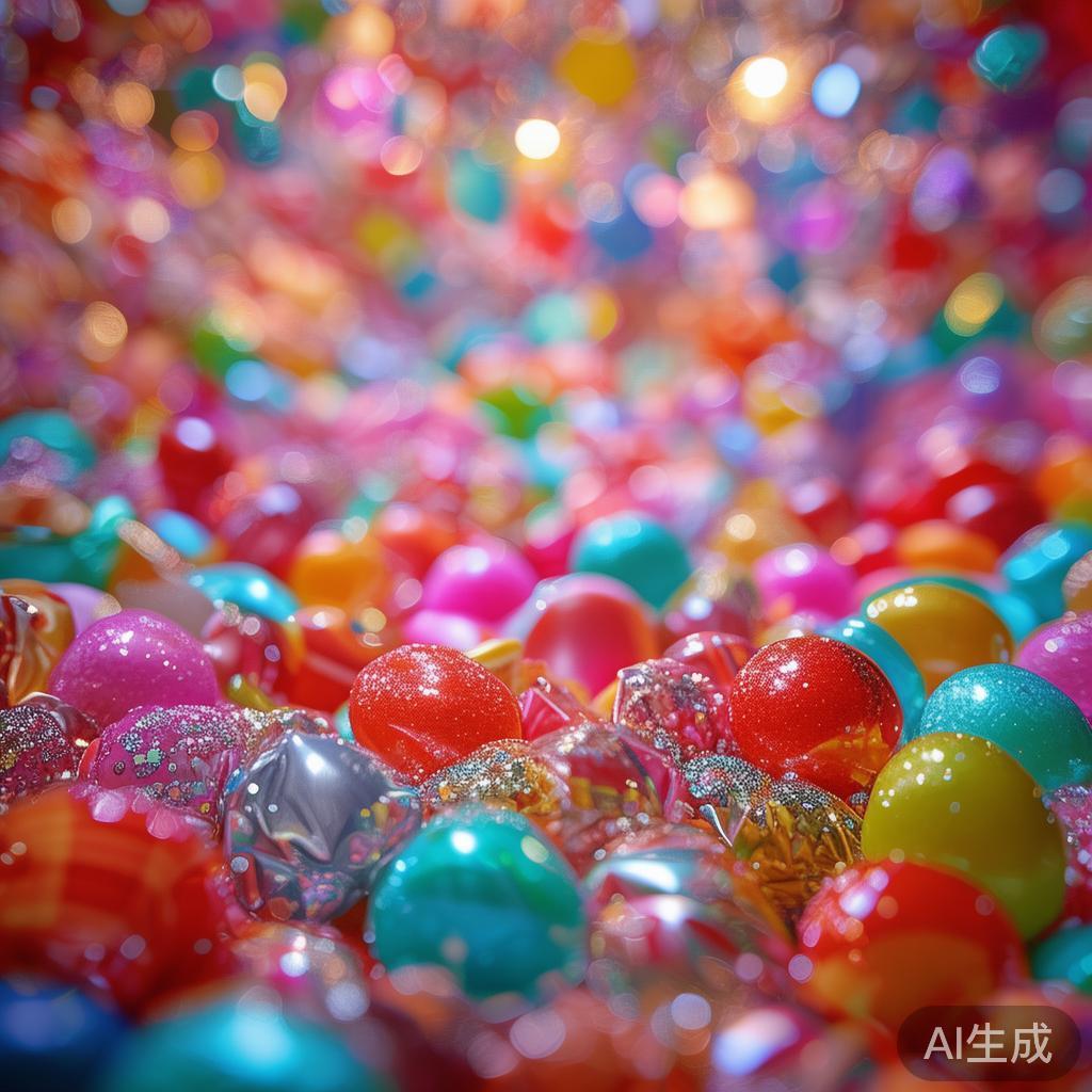 糖果派对中五彩缤纷的糖果带来的无限欢乐与甜蜜奇趣 在童年的记忆中,糖果的颜色与味道总能带来无限的快乐